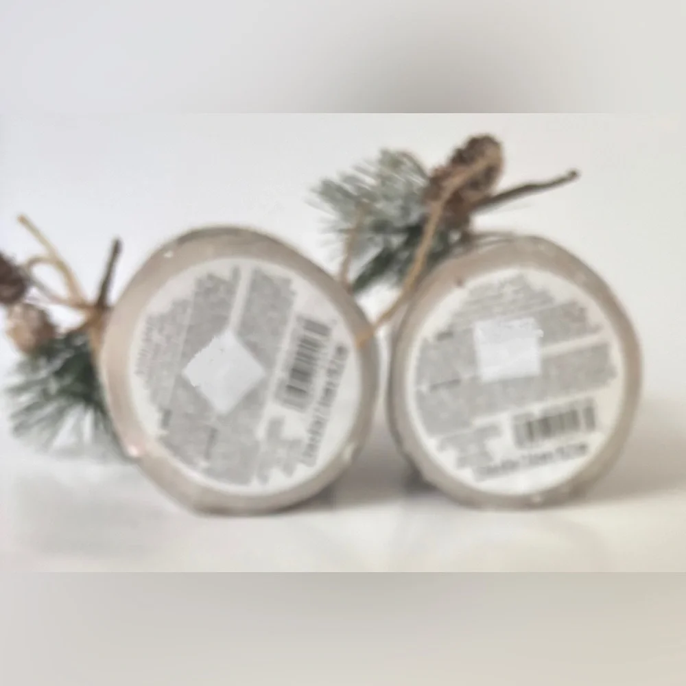 Rustic tree theme pillar candles NWT NEW 2 total 6 in Christmas Xmas festive